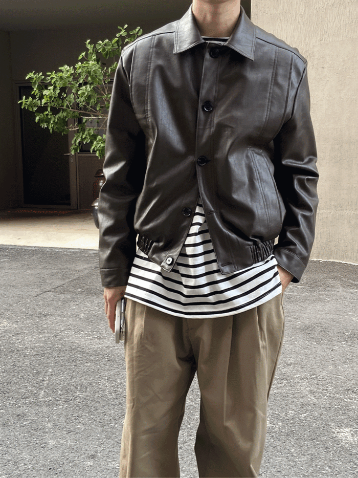 aster line leather jacket