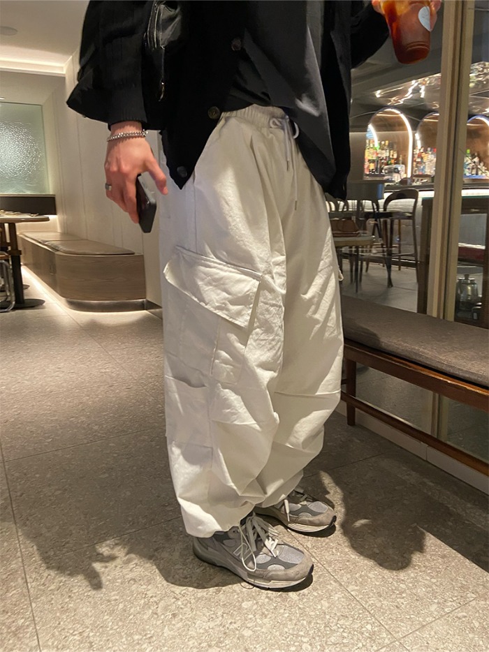 Lude string wide balloon cotton pants